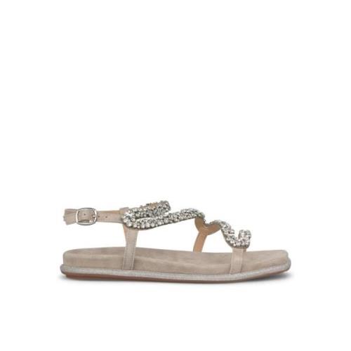 Alma EN Pena Glittrande lädersandal Beige, Dam