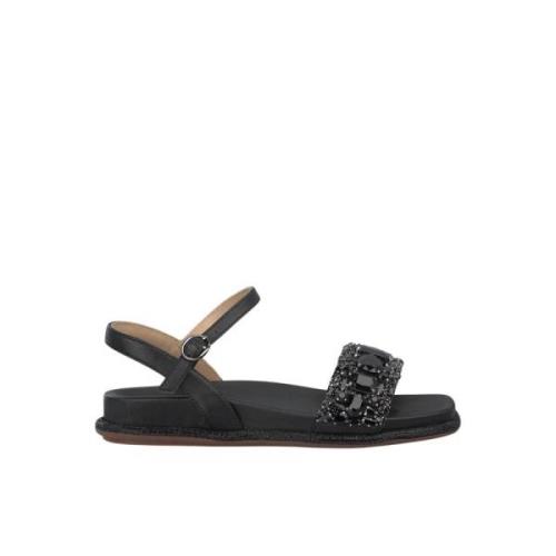 Alma EN Pena Pärlad platt sandal Black, Dam