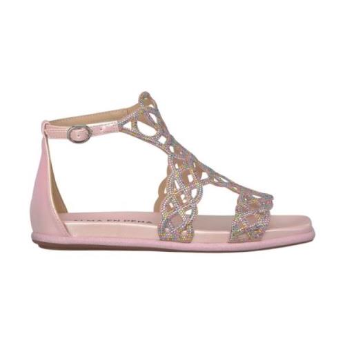 Alma EN Pena Glitterband Platta Sandaler Pink, Dam