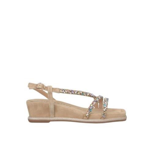 Alma EN Pena Rhinestone Kilklack Sandaler Beige, Dam