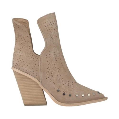 Alma EN Pena Studded ankelboot med spetsig tå Beige, Dam