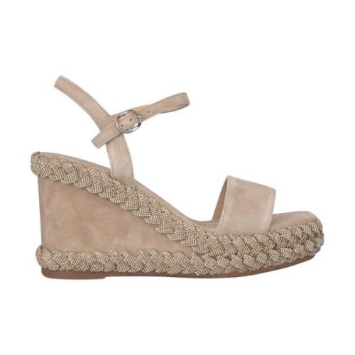 Alma EN Pena Flätad Kilklack Sandal Beige, Dam