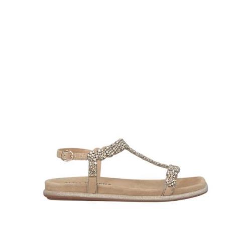 Alma EN Pena Glitter Flat Sandal Beige, Dam