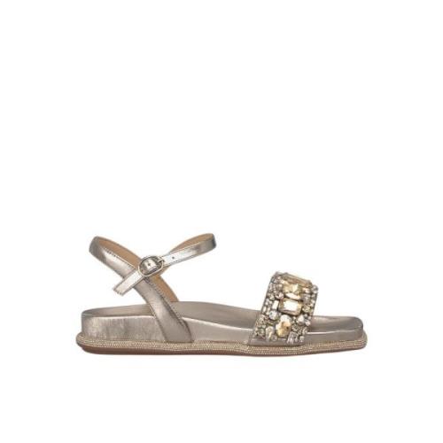 Alma EN Pena Pärlad platt sandal Yellow, Dam