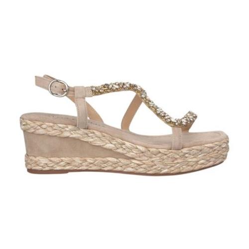 Alma EN Pena Flätad Juvel Kil Sandal Beige, Dam