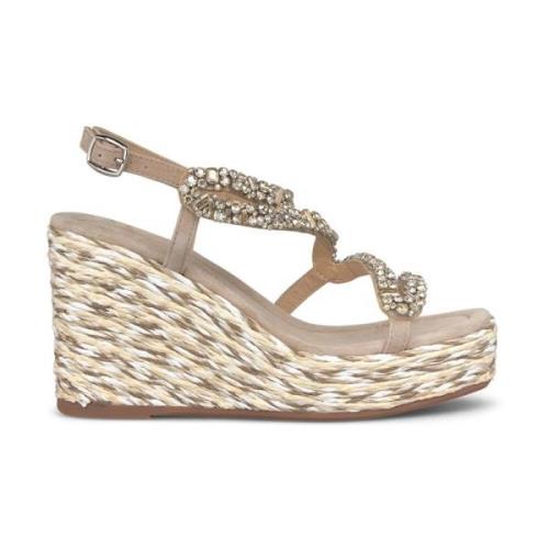 Alma EN Pena Korsrem Rhinestone Sandal Beige, Dam