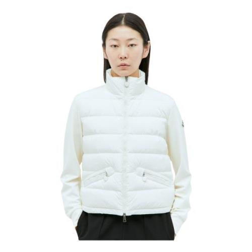 Moncler Quiltad Zip-Up Cardigan White, Dam