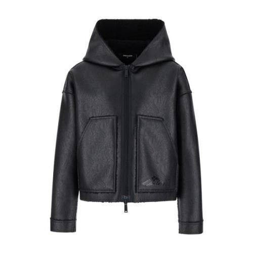 Dsquared2 Svart Ikonisk Front Zip Kappa Black, Herr