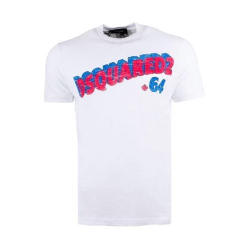 Dsquared2 Bomull T-shirt med kontrast framtryck White, Herr