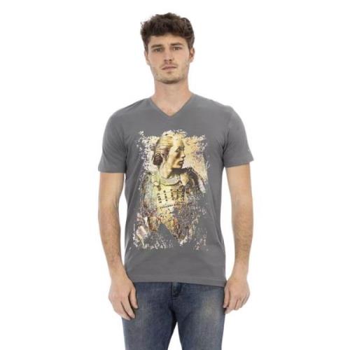 Trussardi Grå V-ringad Stilig Tee Gray, Herr