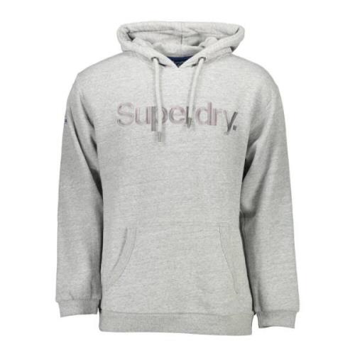 Superdry Grå Bomull Hoodie Broderad Logotyp Gray, Herr