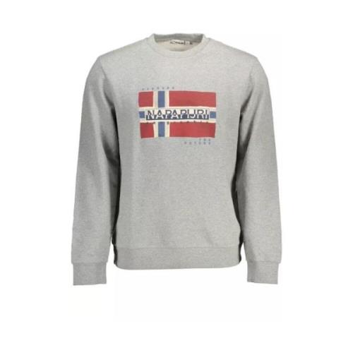 Napapijri Stiligt grått bomulls sweatshirt Gray, Herr