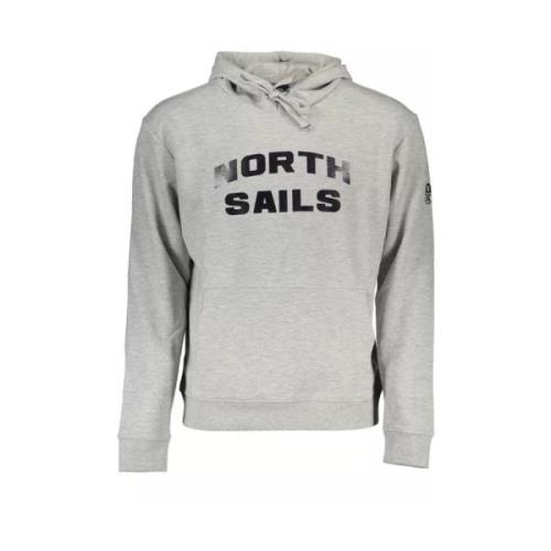 North Sails Grå huva sweatshirt med central ficka Gray, Herr