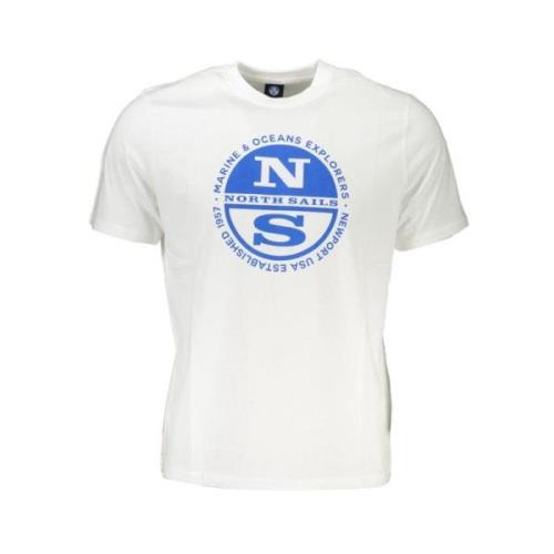 North Sails Tryckt Logotyp Rund Hals T-shirt White, Herr