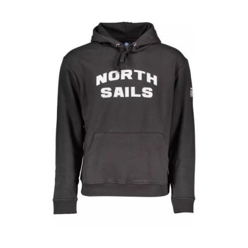 North Sails Svart huva sweatshirt med tryck Black, Herr