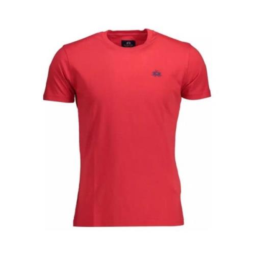 La Martina Elegant Rosa Rund Hals T-shirt Red, Herr