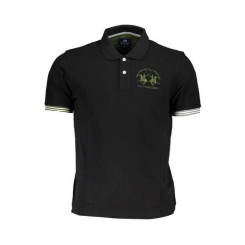 La Martina Elegant svart polo med subtila kontraster Black, Herr