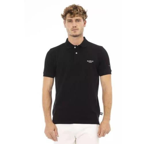 Baldinini Svart Bomull Polotröja Elegant Stil Black, Herr