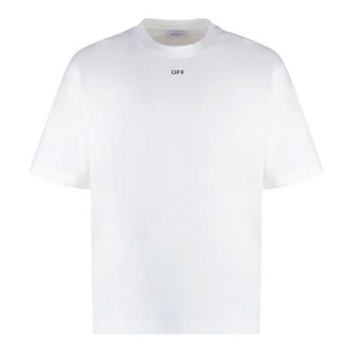 Off White Räfflad bomull T-shirt White, Herr