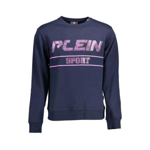 Plein Sport Blå Långärmad Sweatshirt med Kontrastdetaljer Blue, Herr