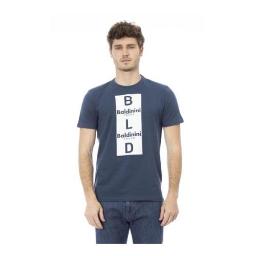 Baldinini Trendig Herr T-shirt med Logomönster Blue, Herr