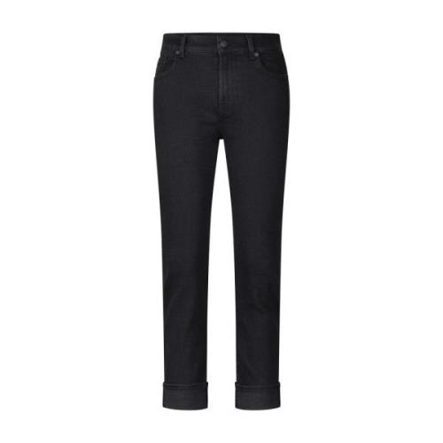 7 For All Mankind Klassiska Straight Leg Jeans Black, Dam