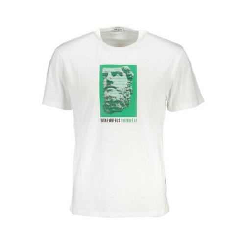 Bikkembergs Kortärmad T-shirt med Logo Print White, Herr