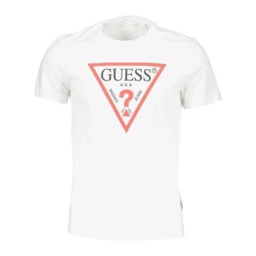 Guess Vitt Logo Print Slim Fit Tee White, Herr