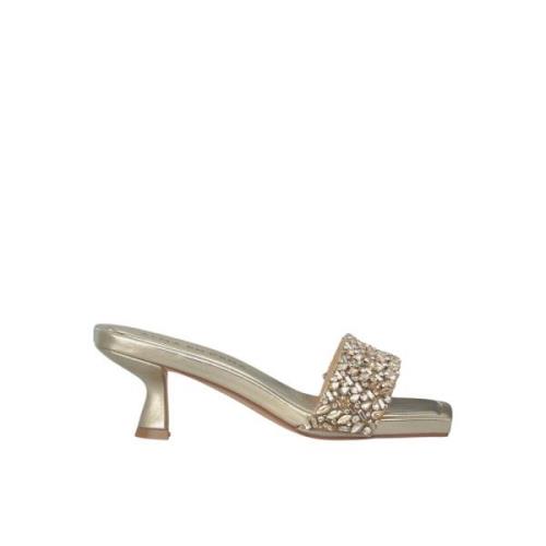 Alma EN Pena Rhinestone Strap Heel Sandal Yellow, Dam