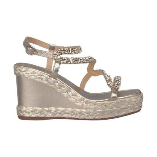 Alma EN Pena Pärlad Zigzag Kil Sandal Yellow, Dam