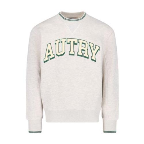 Autry Bomullsweatshirt med gul och grön logotyptryck Gray, Herr