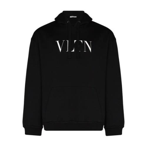 Valentino Garavani Svart Logotyp Tryck Hoodie Tröja Black, Herr