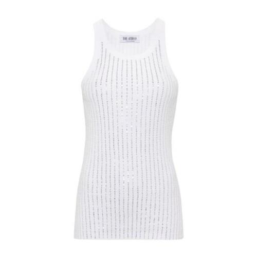 The Attico Vit Ribbad Tanktop med Strassdekorationer White, Dam