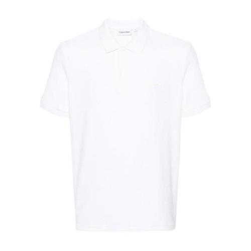 Calvin Klein Vit Polo Skjorta Logo Bomull White, Herr