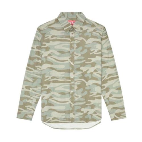 Diesel Camouflage Print Skjorta Brun Multicolor, Herr