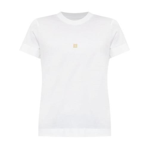 Givenchy Vit Bomull T-shirt med 4G Logo White, Dam