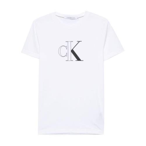 Calvin Klein Jeans Vita T-shirts och Polos med Logotyptryck White, Her...