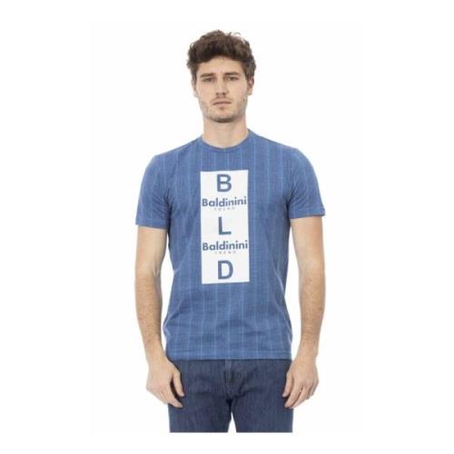 Baldinini Trendig Herr T-shirt med Logomönster Blue, Herr