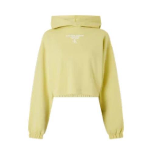 Calvin Klein Gathered Hem Cropped Hoodie Gul Sand Yellow, Dam