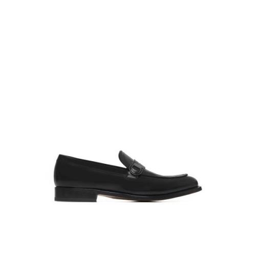 Salvatore Ferragamo Svarta läderloafers med Gancini-spänne Black, Herr