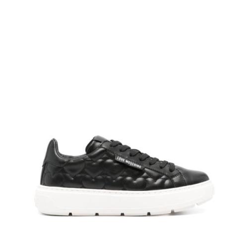 Love Moschino Quiltade Sneakers Svart Logo Patch Black, Dam