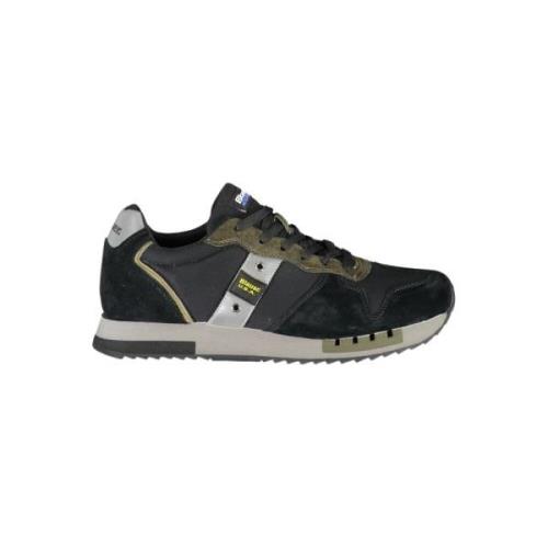 Blauer Svarta sportsneakers med kontrasterande accenter Multicolor, He...