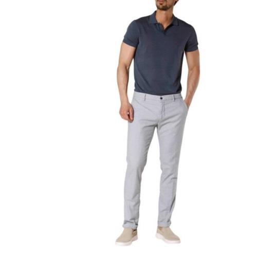 Mason's Slim Fit Vita Chino Byxor med Mikrotryck White, Herr