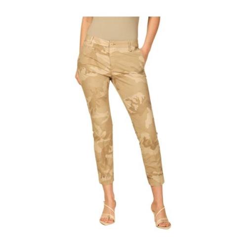 Mason's Curvy Chino Byxor i Tencel Camouflage Brown, Dam