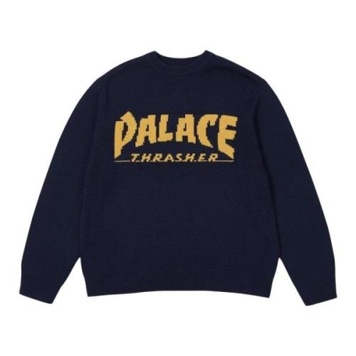 Palace Begränsad Upplaga Navy Stickad Tröja Blue, Herr