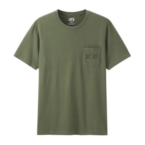 Kaws Begränsad Upplaga Ficka Tee Oliv Green, Herr