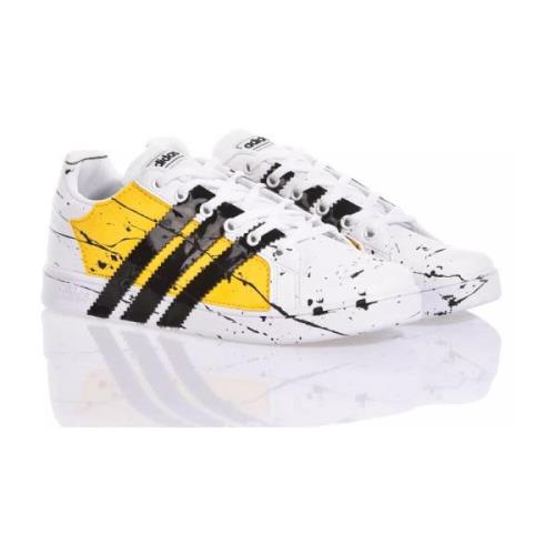 Adidas Handgjorda Vit Gul Svart Sneakers Multicolor, Herr