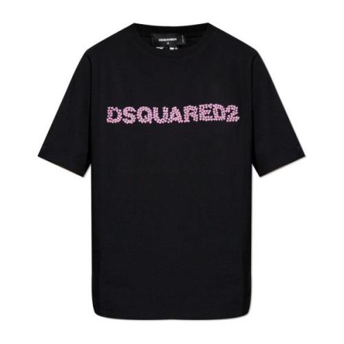 Dsquared2 T-shirt med logotyp Black, Dam