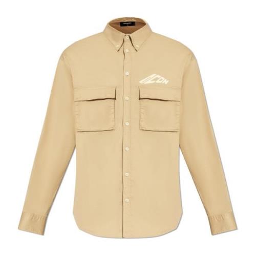 Dsquared2 Skjorta med logotyp Beige, Herr