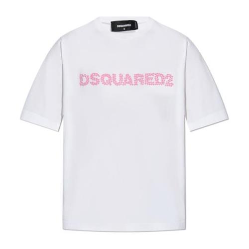 Dsquared2 T-shirt med logotyp White, Dam